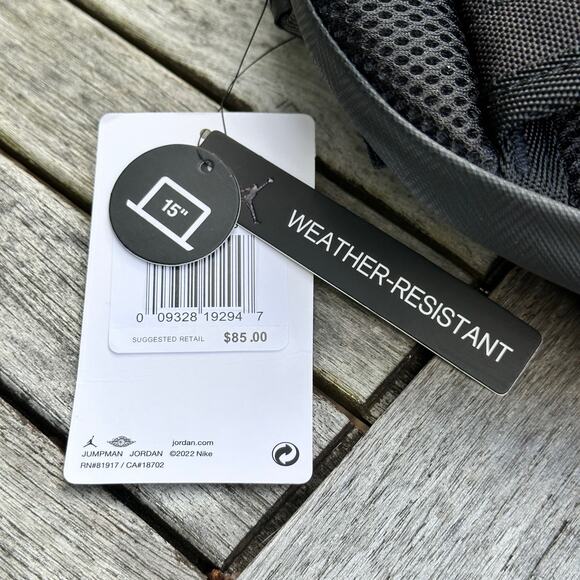 Air Jordan Airborne Weather Resistant Nike Backpack 15" Laptop Black 9A1944-023 - Picture 6 of 16